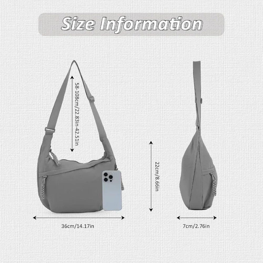 Crossbody Bag Nylon Multi-Pocket Large for Travel Work & Daily Use